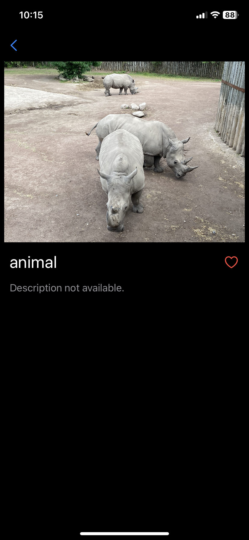 The detail screen of ZooScan showing a wrong classification of a rhinoceros
