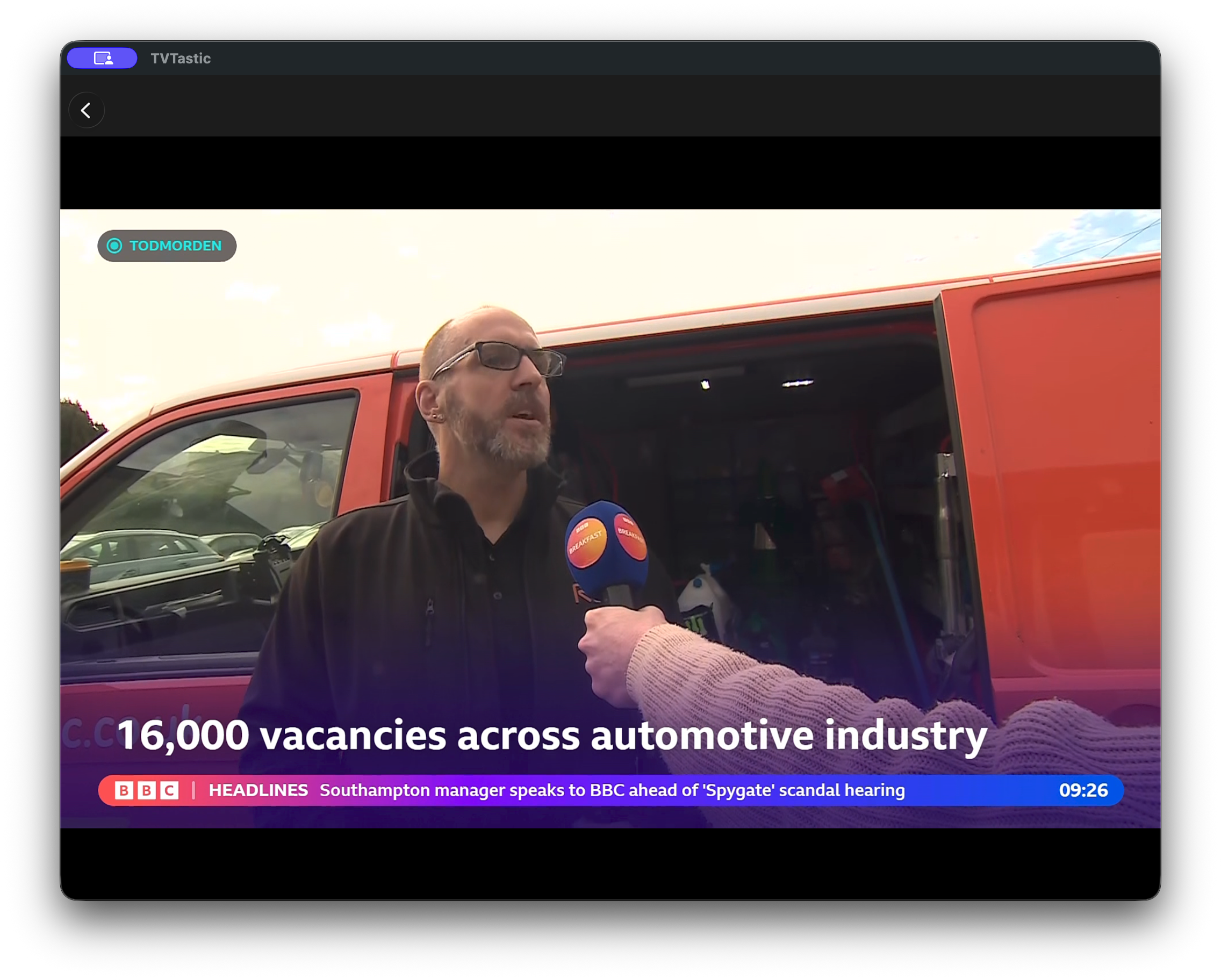 TVTastic playing a TV stream